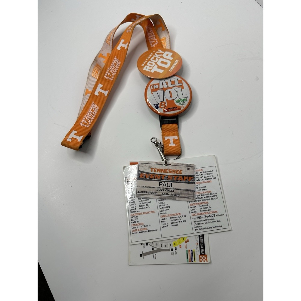 Tennessee Volunteers Usher Event Staff Lanyard & Credential Badge 2022–23